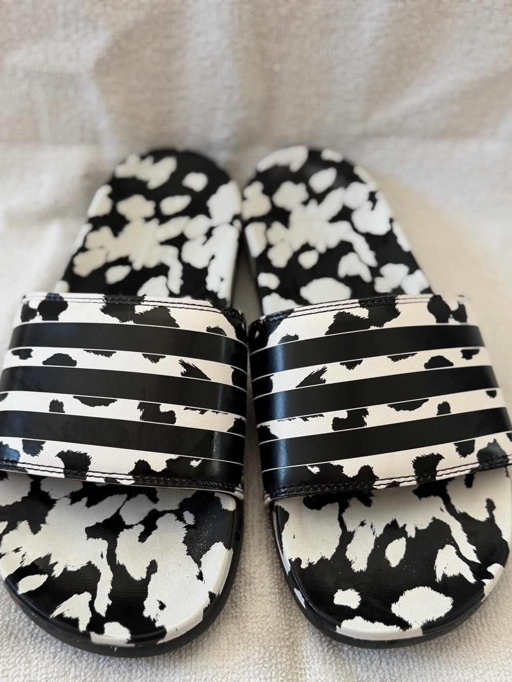 adidas Black and White Slide Sandals